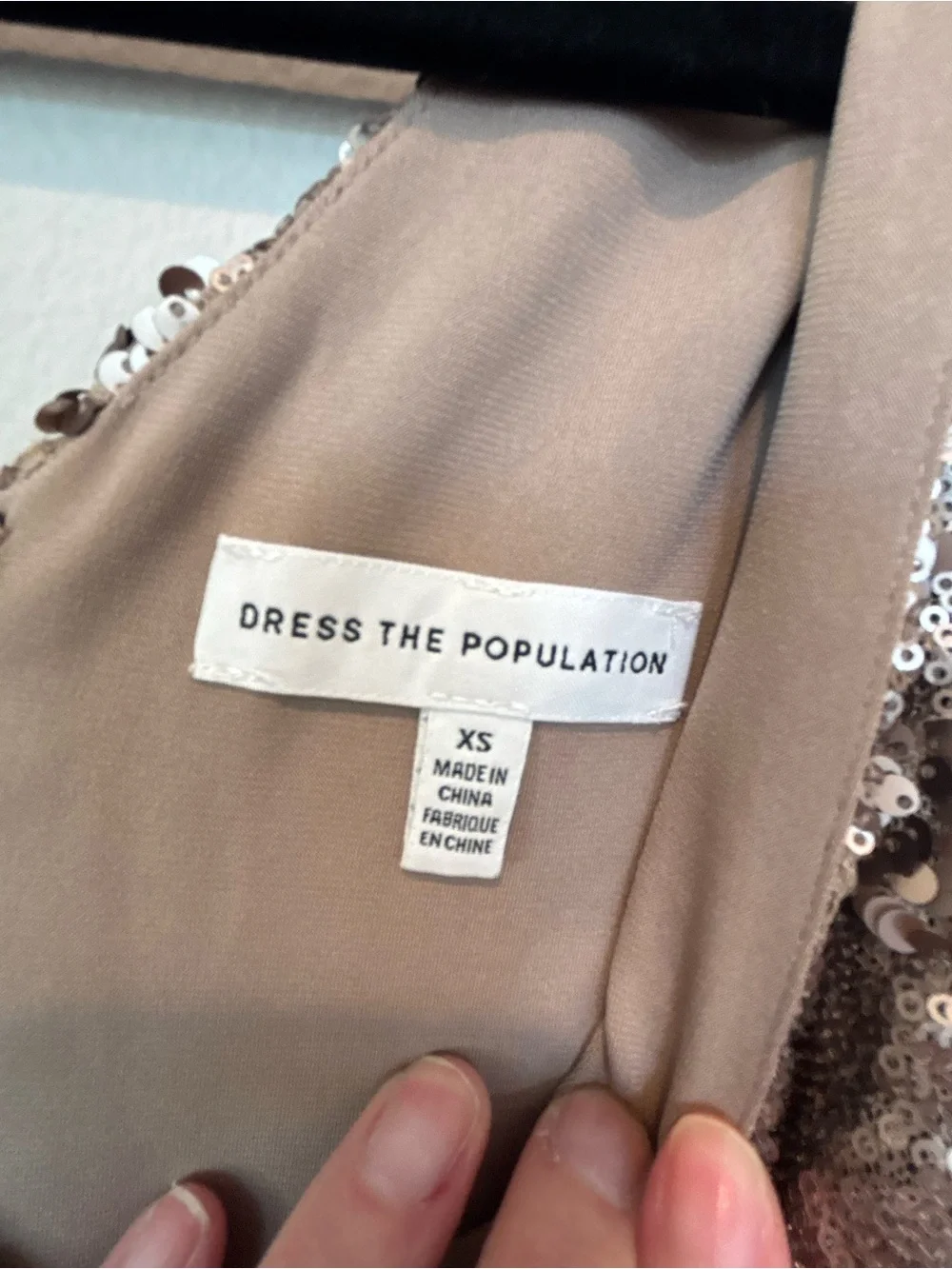 Dress the Population Rose Gold Sequin V-Neck Mini Dress - Picture 3 of 5